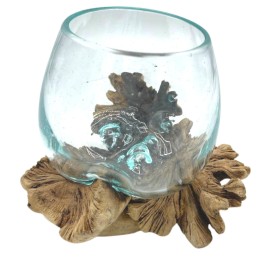 Vidrio fundido sobre madera...