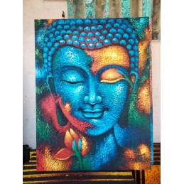 Pintura de Buda - Flor azul...
